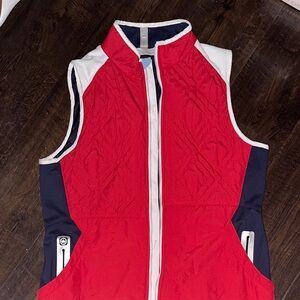 Peter Millar Red and White Quilted Vest